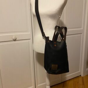 Black and Brown Messenger Bag with Adjustable Strap